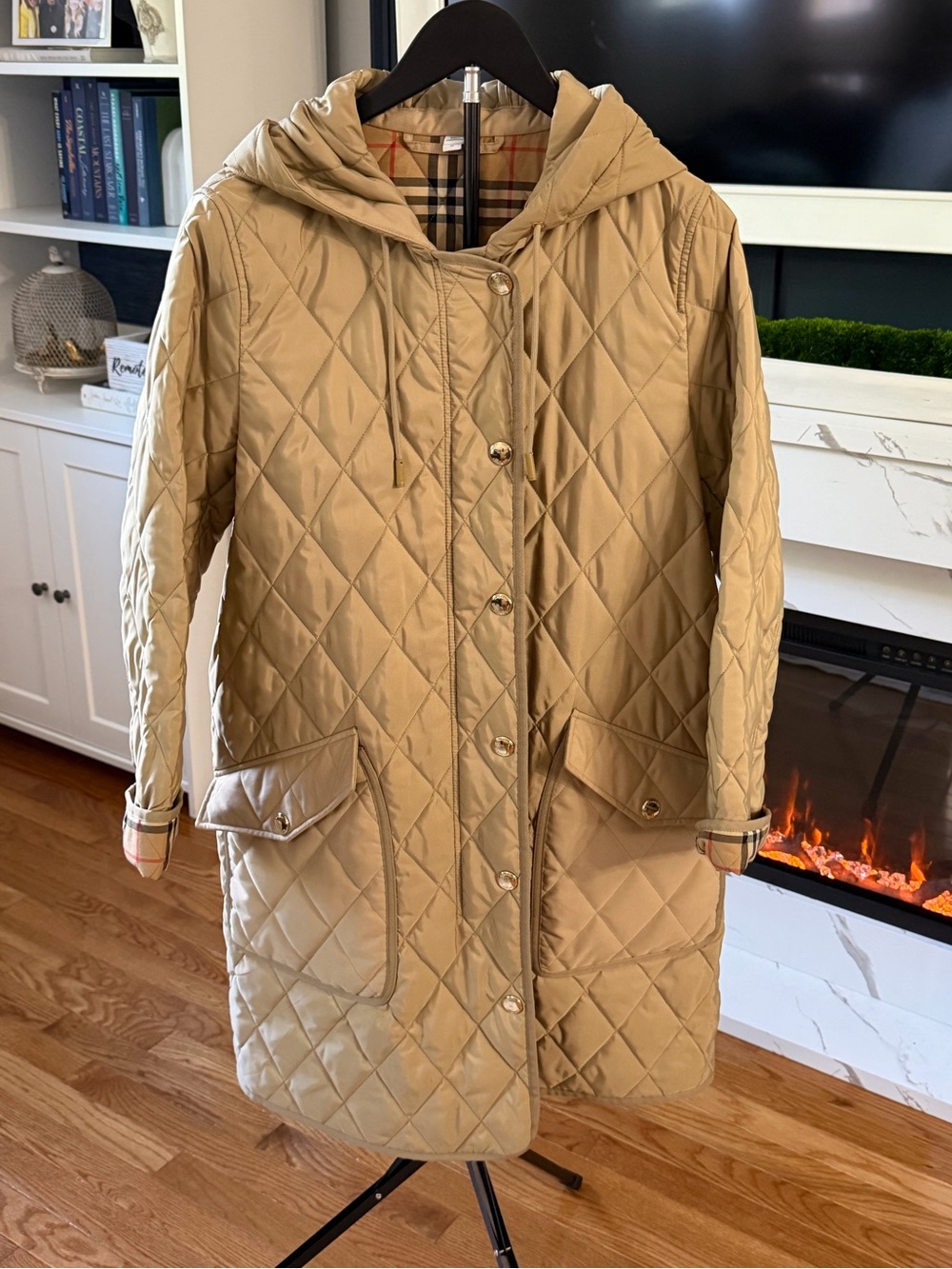 Long Burberry Jacket with Hood